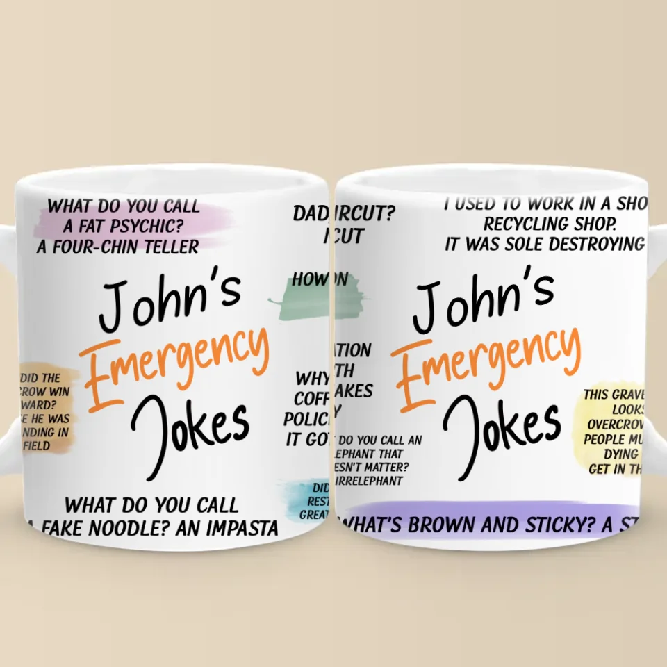 Emergency Jokes - Family Personalized Custom Mug - Christmas Gift For Dad - Image 2