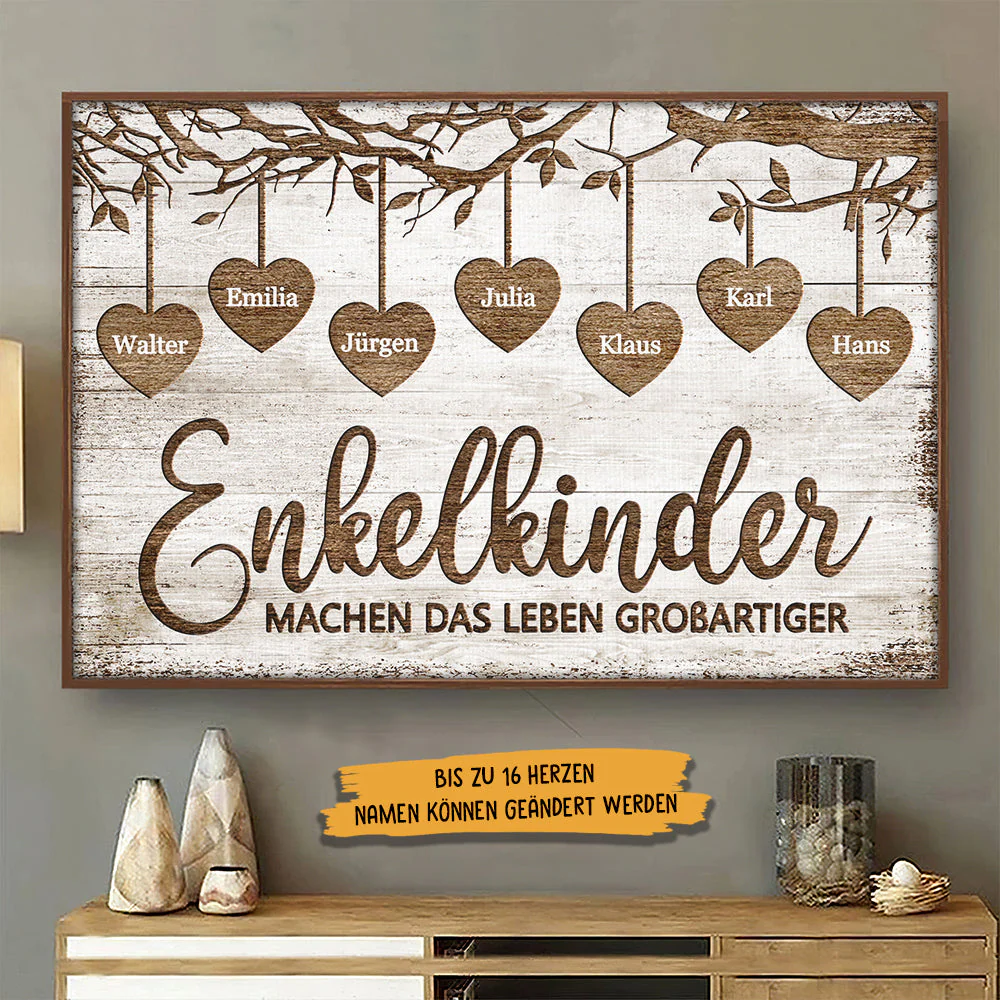 Enkelkinder Machen Das Leben Großartiger - Personalized Horizontal Poster German - Image 3