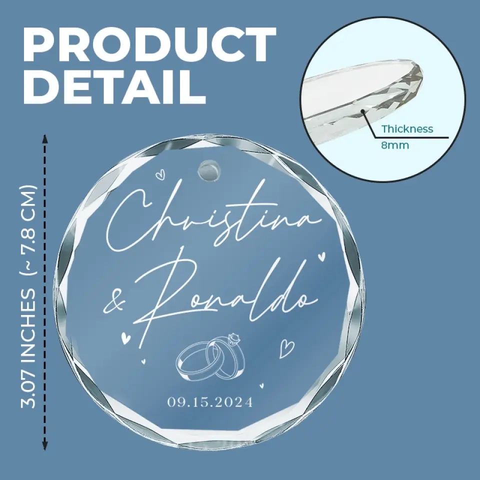 Ever Thine, Ever Mine, Ever Ours - Couple Personalized Custom Circle Glass Ornament - Gift For Husband Wife, Anniversary - Image 4