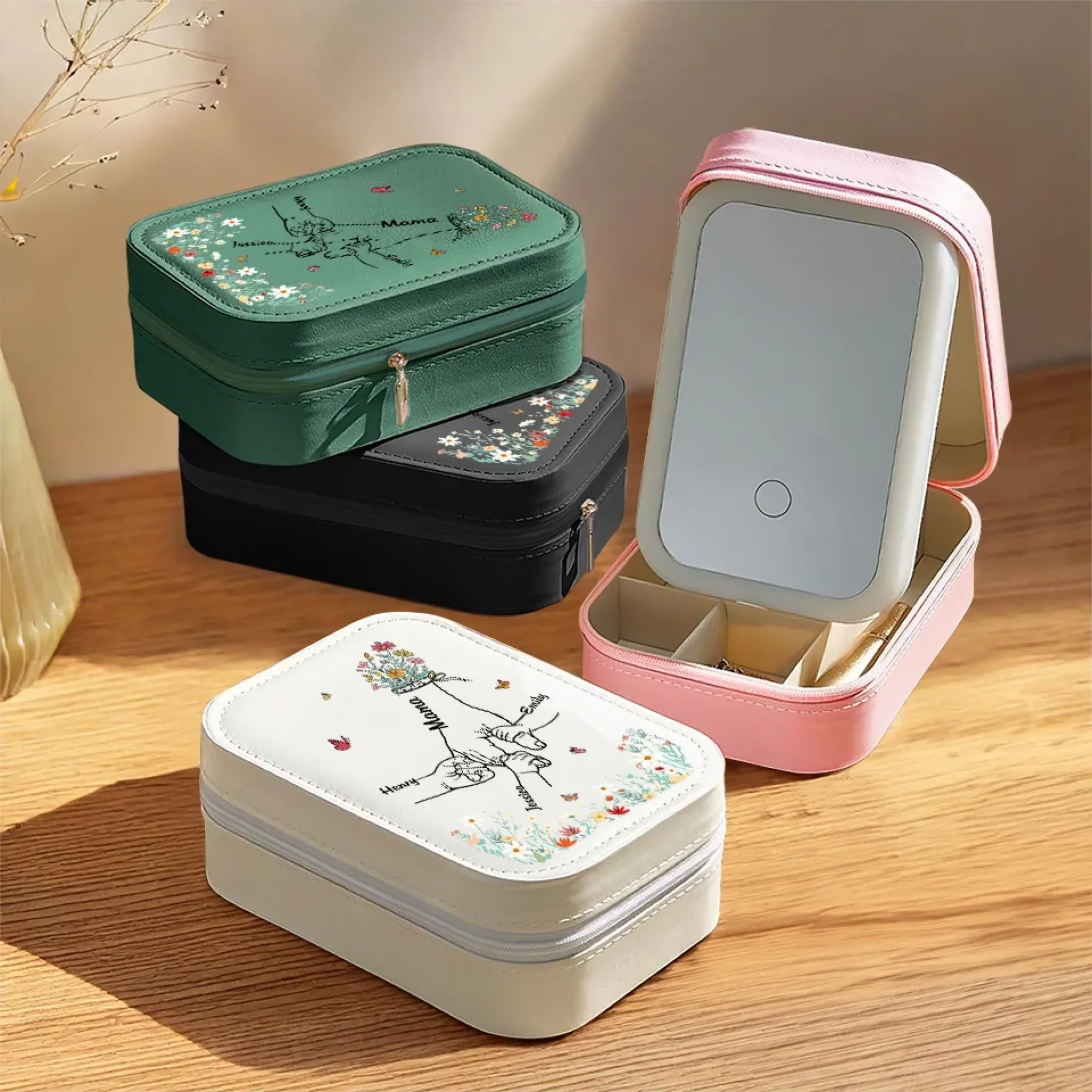 Every Child Is A Wildflower In The Meadow Of Love - Family Personalized Custom Jewelry Box LED Makeup - Gift For Mom, Grandma - Image 4