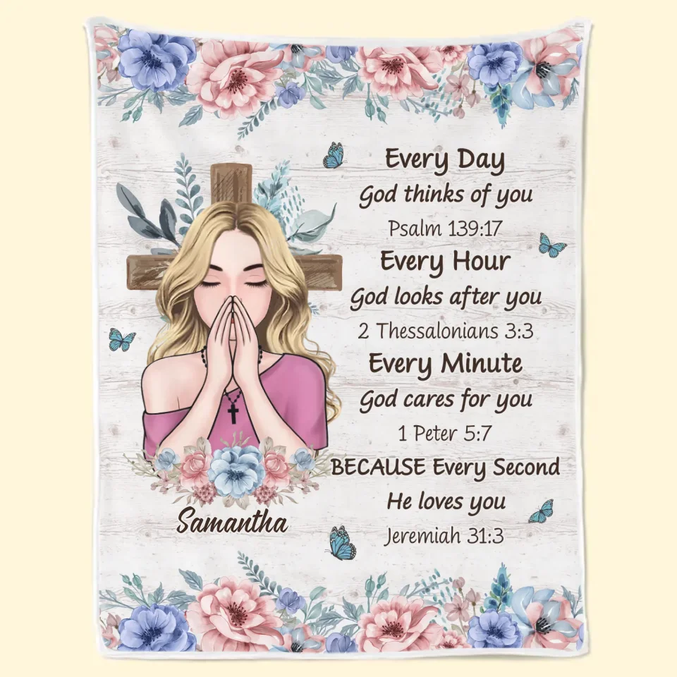 Every Day God Thinks Of You Self-Love Affirmations - Friend Personalized Custom Blanket - Gift For Best Friends, Family Members, Coworkers, Yourself - Image 2