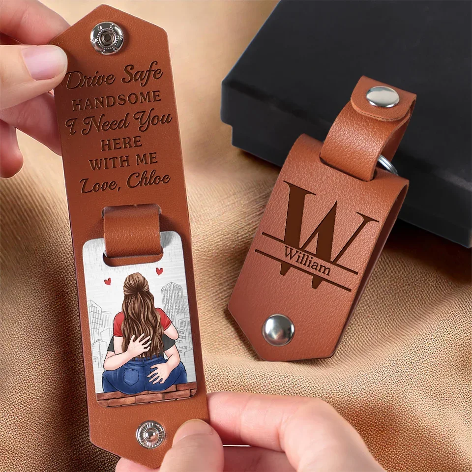 Every Day Is Better With You By My Side - Couple Personalized Custom Engraved Leather Keychain - Gift For Husband Wife, Anniversary - Image 3