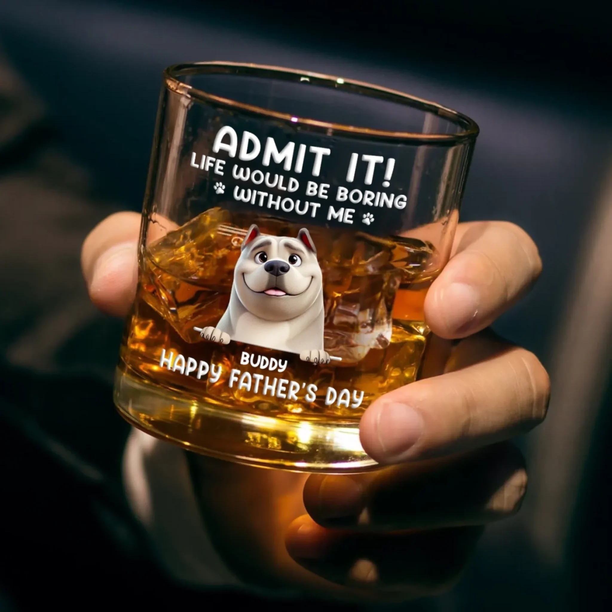 Every Day Is Father’s Day When I Have You, Hooman - Dog Personalized Custom Whiskey Glass - Father's Day, Gift For Pet Owners, Pet Lovers - Image 3