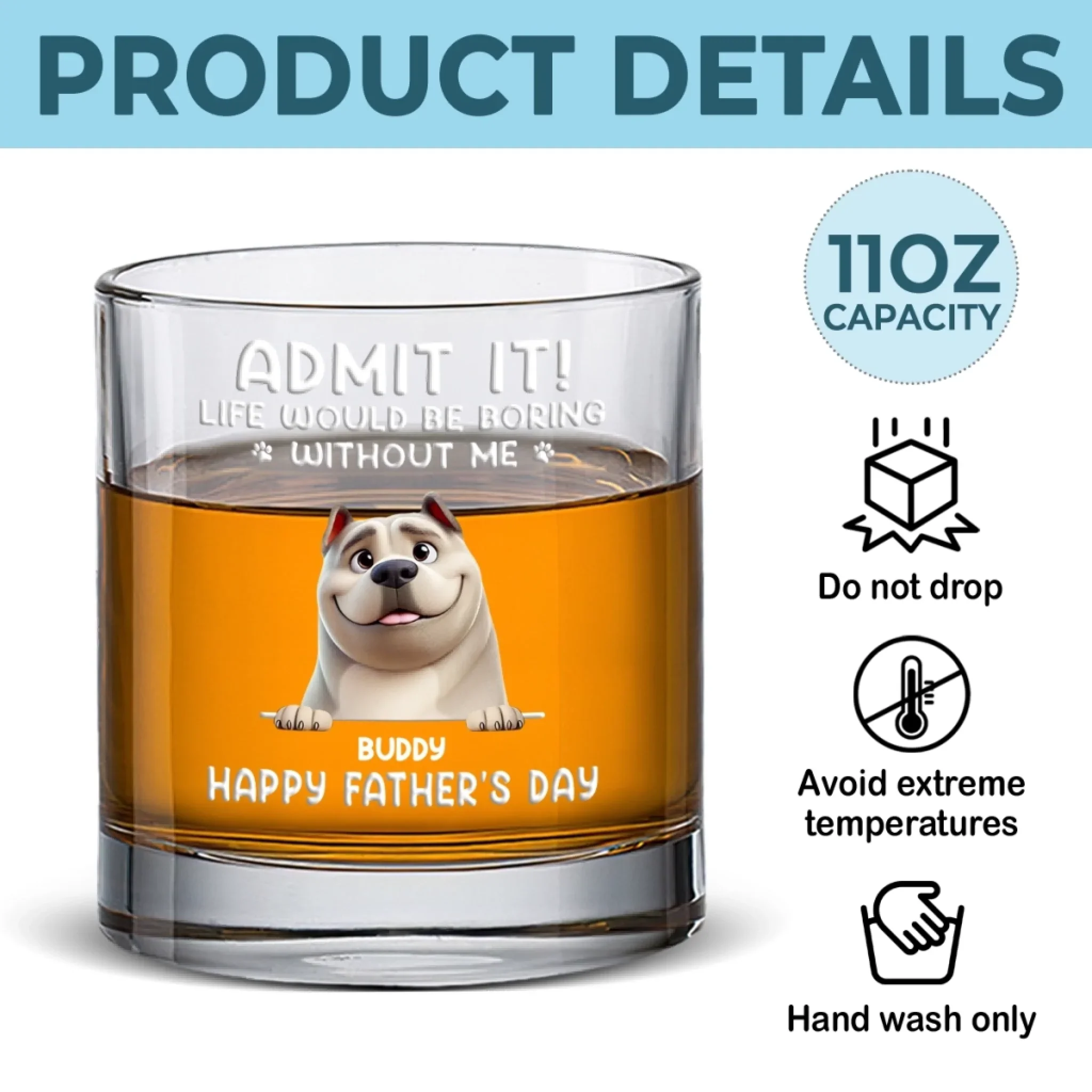 Every Day Is Father’s Day When I Have You, Hooman - Dog Personalized Custom Whiskey Glass - Father's Day, Gift For Pet Owners, Pet Lovers - Image 5