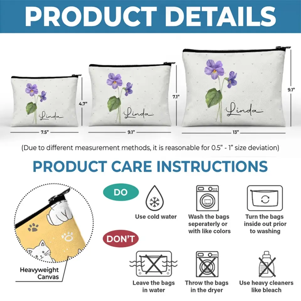 Every Flower Blooms In Its Own Time - Bestie Personalized Custom Cosmetic Bag - Wedding Gift, Bridesmaid Gift For Best Friends, BFF, Sisters - Image 5
