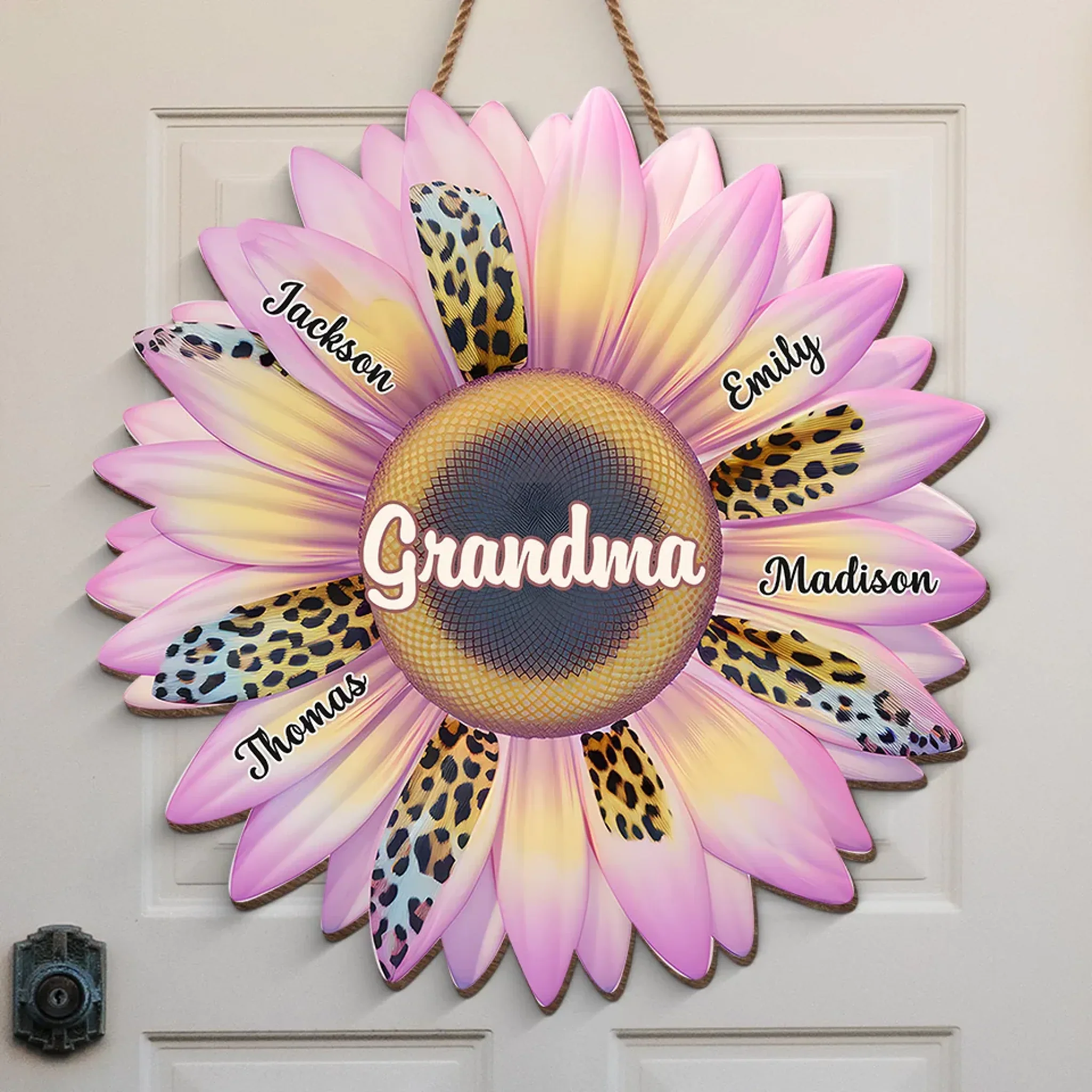 Every Flower Petal Holds A Grandmother’s Love - Family Personalized Custom Shaped Home Decor Wood Sign - House Warming Gift For Mom, Grandma