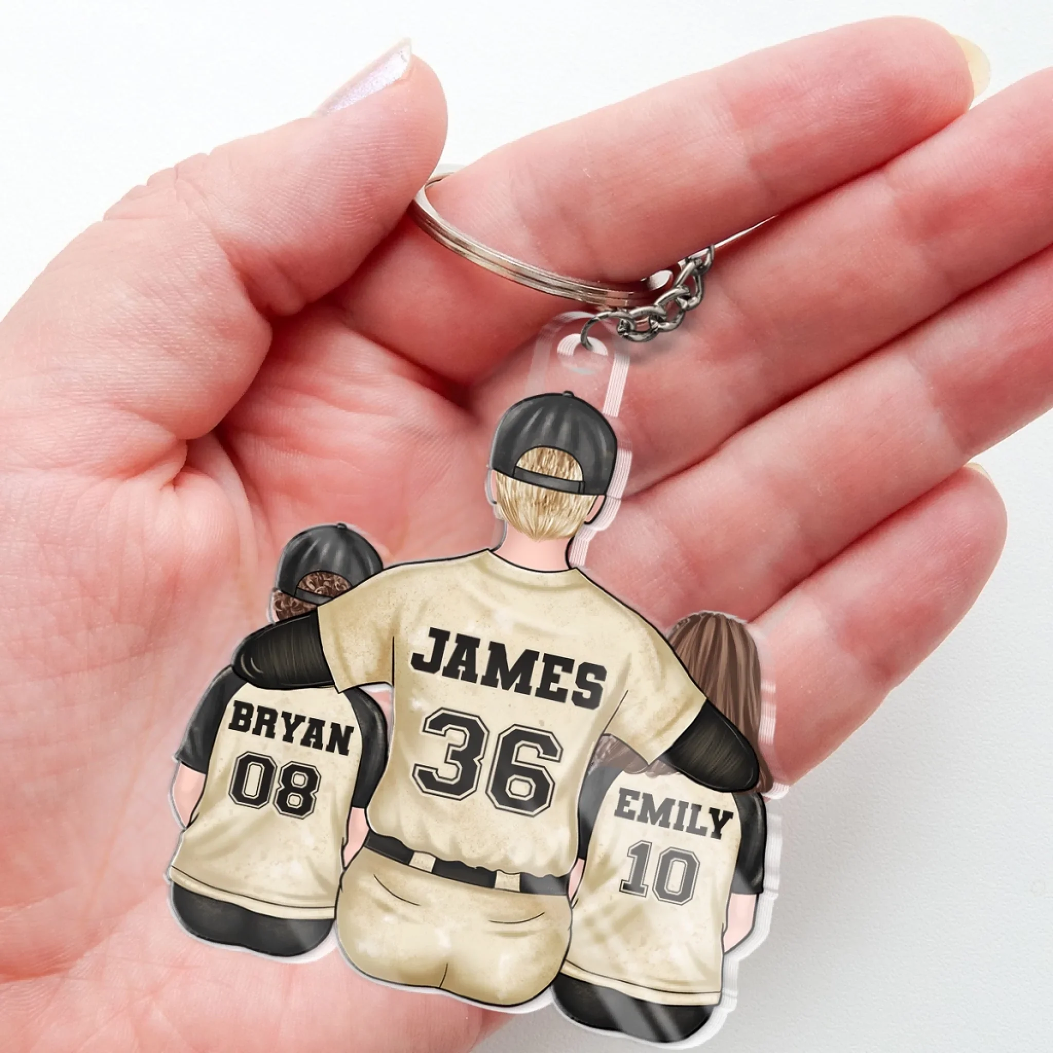 Every Home Run Starts With Dad’s Support - Family Personalized Custom Shaped Acrylic Keychain - Father's Day, Gift For Dad, Sport Lovers, Sport Players - Image 4