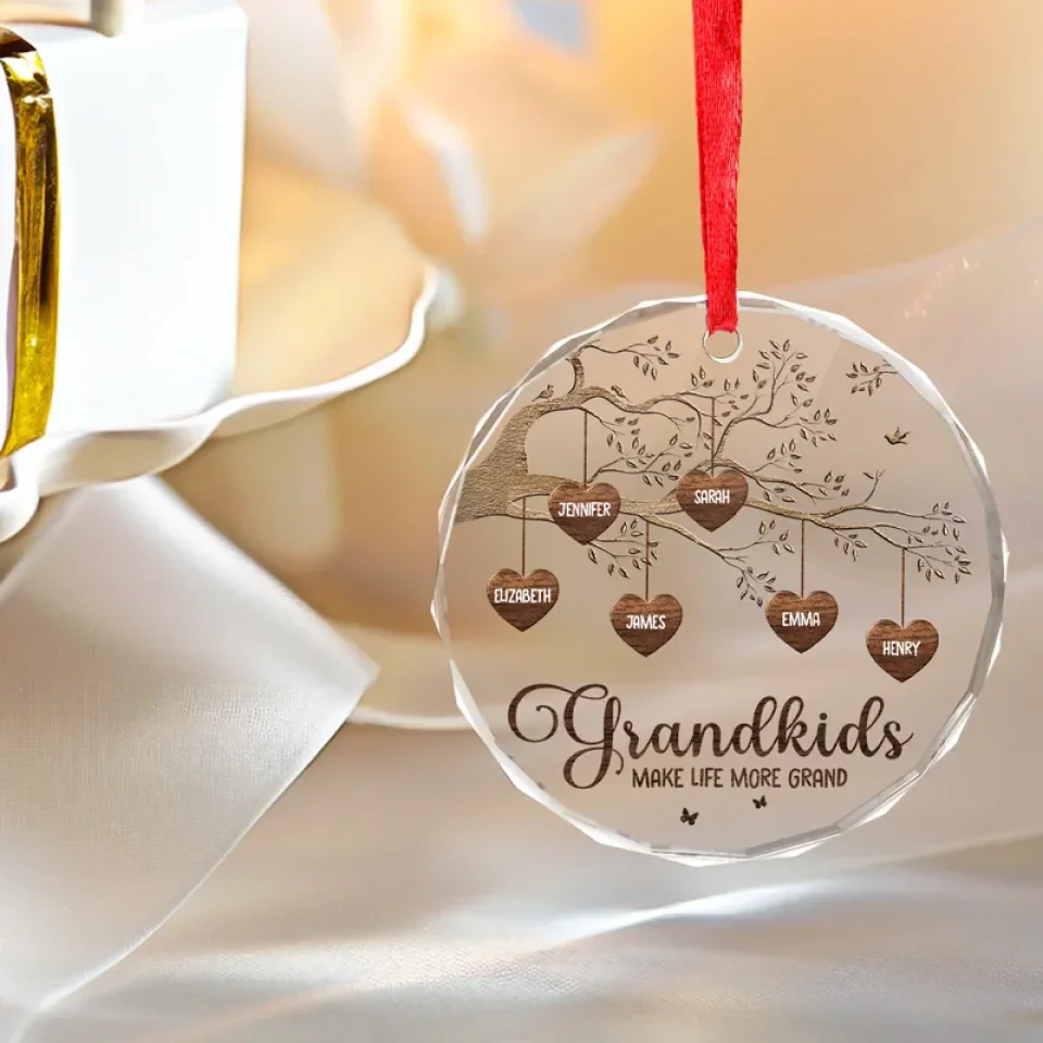 Every House Needs A Nana In It - Family Personalized Custom Circle Glass Ornament - Christmas Gift For Grandma - Image 5