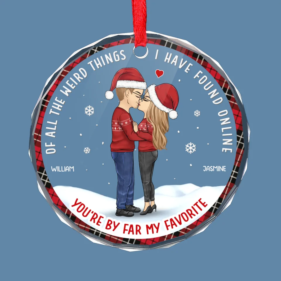 Every Love Song Reminds Me Of You - Couple Personalized Custom Circle Glass Ornament - Christmas Gift For Husband Wife, Anniversary - Image 2