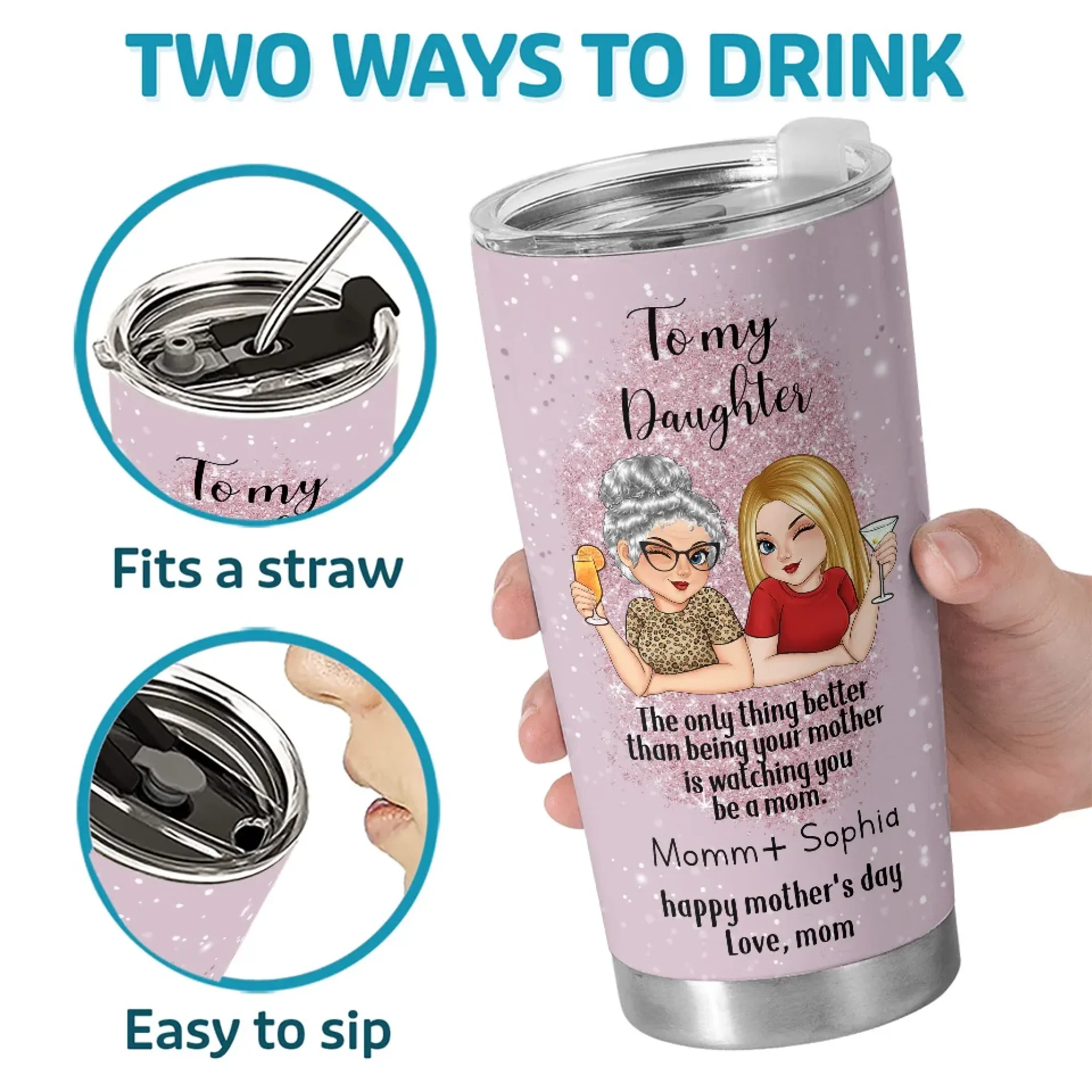 Every Moment Of You As A Mom Is A Gift To Witness - Family Personalized Custom Tumbler - Gift For Mom, Daughter - Image 4