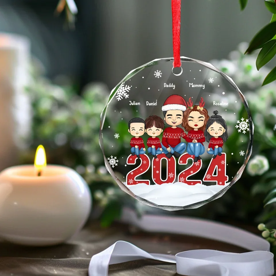 Every Ornament Tells A Family Story - Family Personalized Custom Circle Glass Ornament - Christmas Gift For Family Members - Image 5