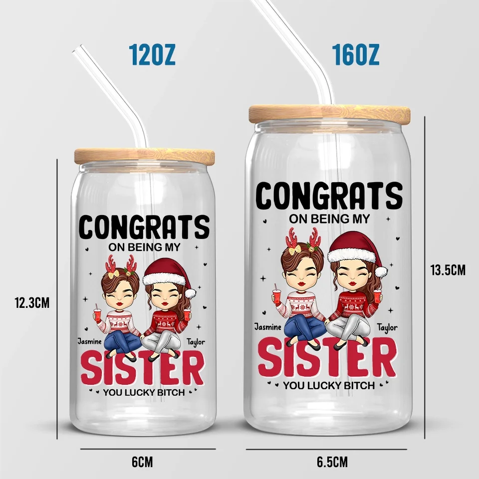 Every Problem Is Easier With A Friend Next To You - Bestie Personalized Custom Glass Cup, Iced Coffee Cup - Christmas Gift For Best Friends, BFF, Sisters - Image 5