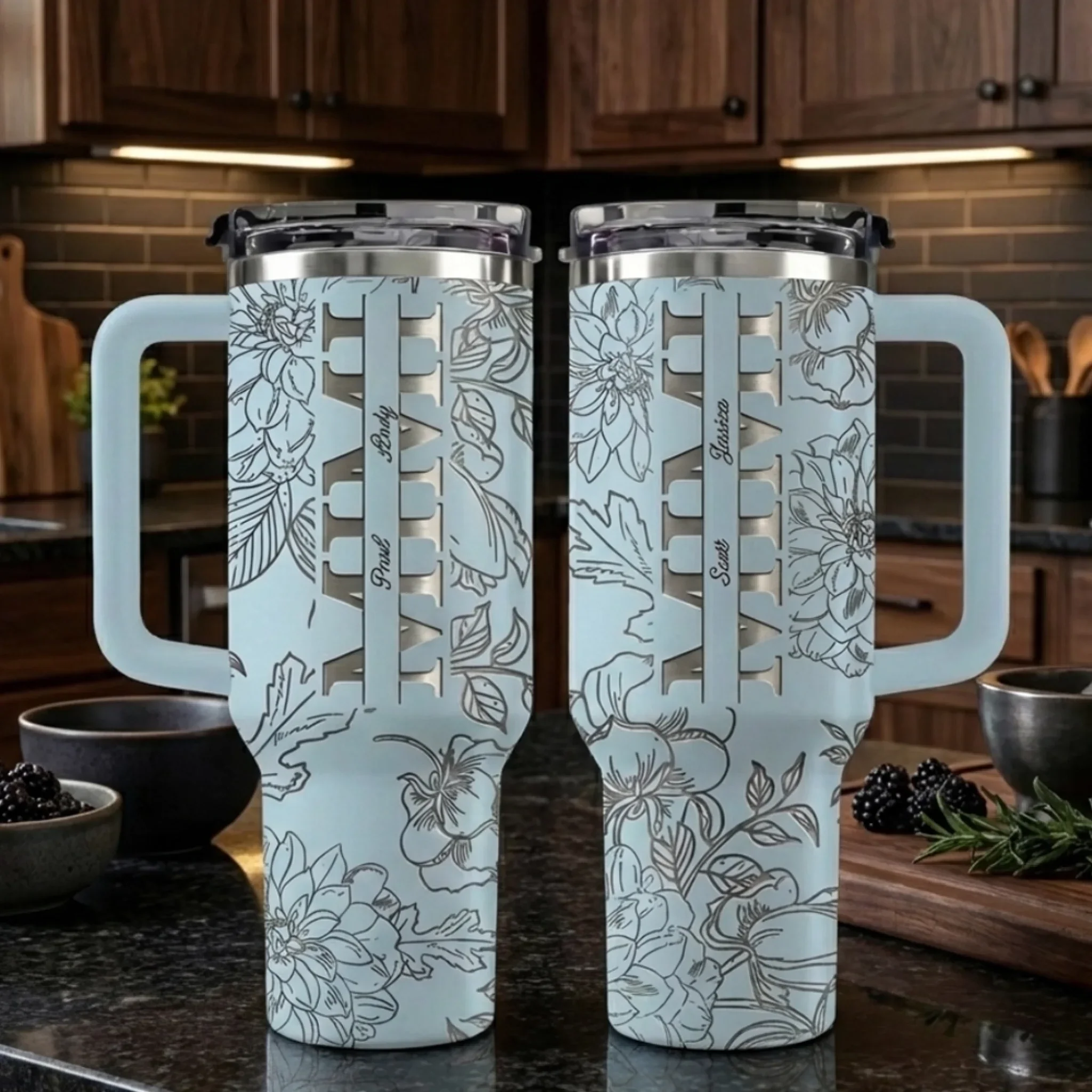 Every Sip, A Reminder Of Her Love - Family Personalized Custom Engraved 40oz Tumbler With Handle - Mother's Day, Gift For Mom, Grandma - Image 4