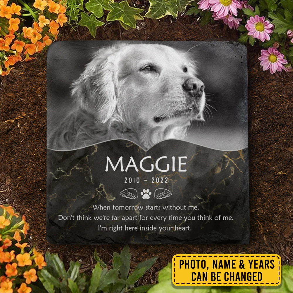 Every Time You Think Of Me I'm Right Here - Personalized Memorial Stone, Pet Grave Marker - Upload Image, Memorial Gift, Sympathy Gift - Image 3