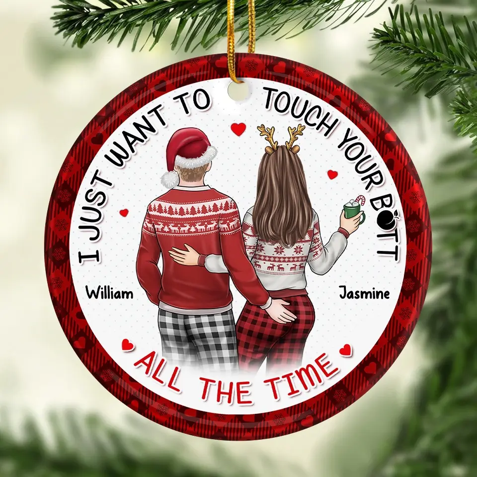 Every Touch Brings Us Closer - Couple Personalized Custom Ornament - Ceramic Round Shaped - Christmas Gift For Husband Wife, Anniversary