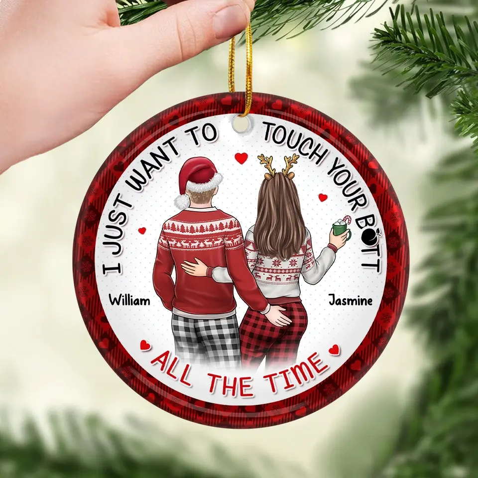 Every Touch Brings Us Closer - Couple Personalized Custom Ornament - Ceramic Round Shaped - Christmas Gift For Husband Wife, Anniversary - Image 3