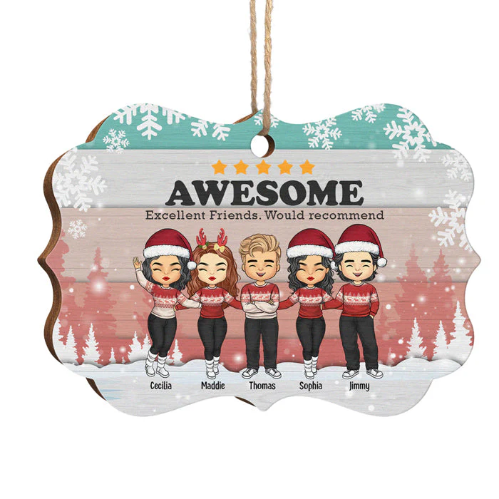 Excellent Friends Would Recommend - Personalized Custom Benelux Shaped Wood Christmas Ornament - Coworker, Office, Employee Appreciation, Farewell Gift, Work Friend, Colleagues Friendship - Image 2