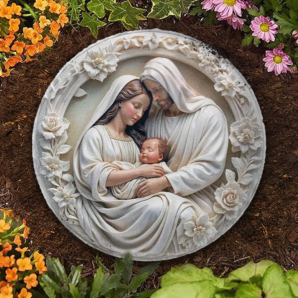 Faith, Hope, And Love - Family Personalized Custom 3D Effect Printed Round Shaped Stone With Stand - Gift For Family Members - Image 6