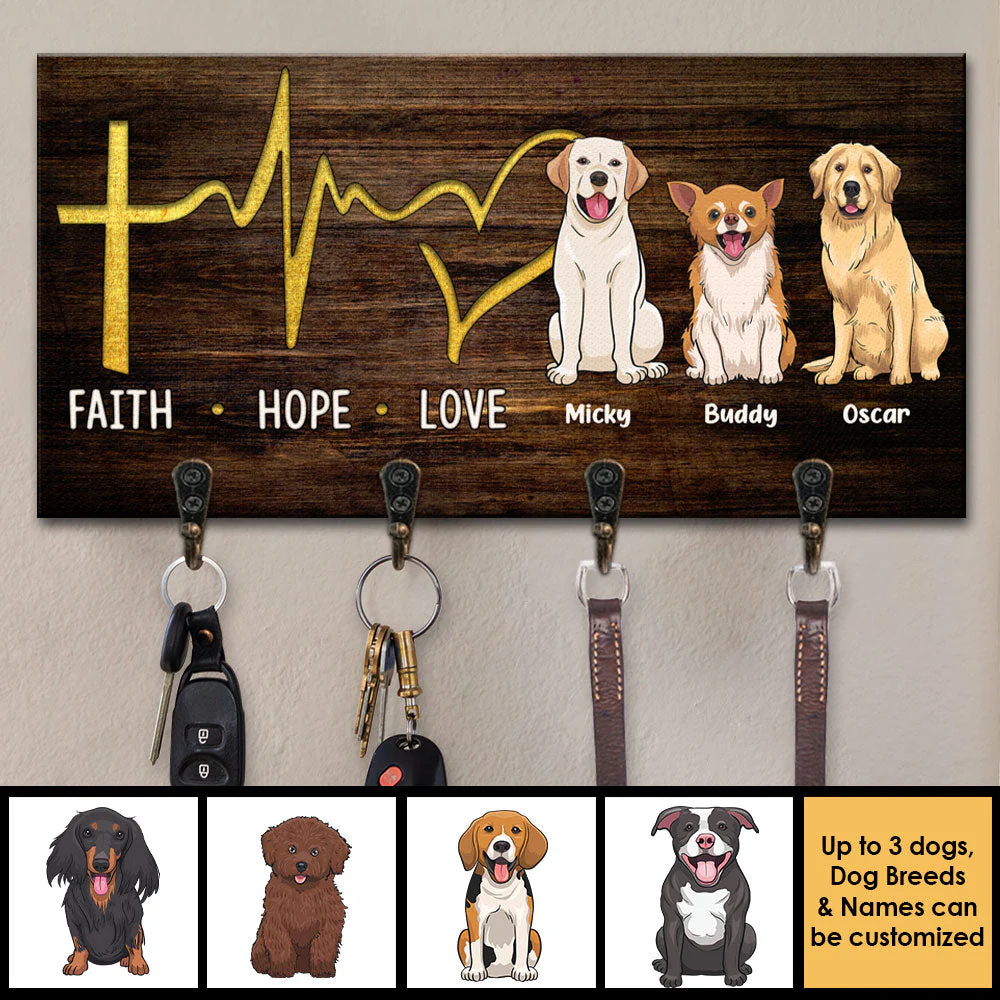 Faith Hope Love - Personalized Key Hanger, Key Holder - Gift For Pet Lovers - Image 3