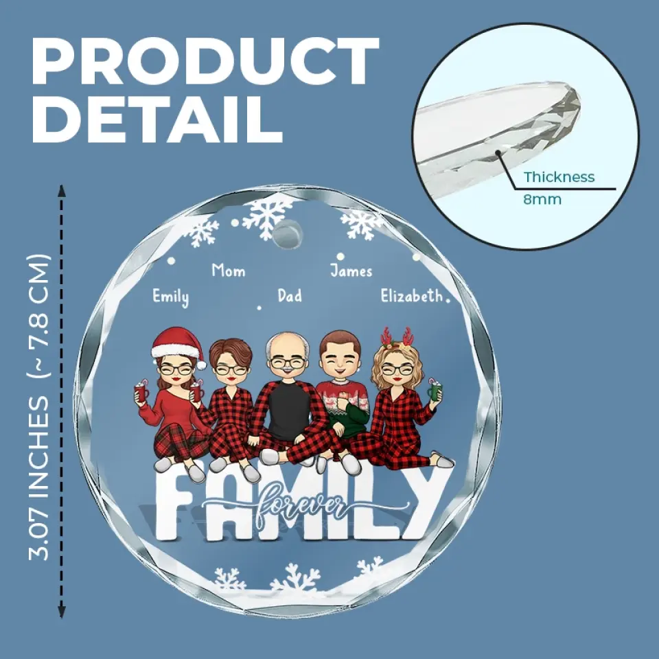Family Forever - Family Personalized Custom Circle Glass Ornament - Gift For Family Members - Image 4