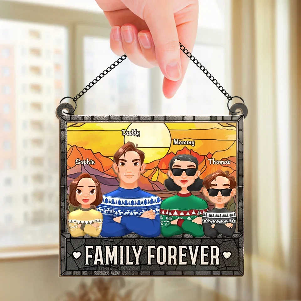 Family Forever - Family Personalized Window Hanging Suncatcher Ornament - Christmas Gift For Family Members - Image 3