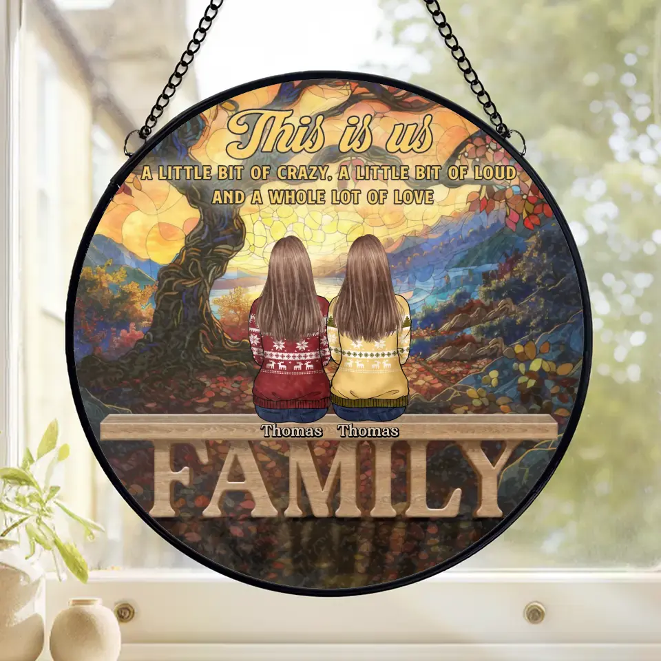 Family Forever In My Heart - Family Personalized Custom Stained Glass Window Hanging Suncatcher - Christmas Gift For Family Members - Image 2
