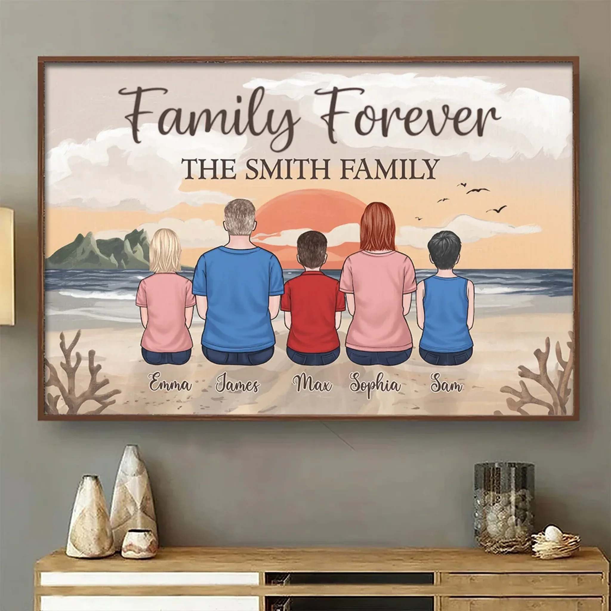 Family Forever, Together in Heart - Family Personalized Custom Horizontal Poster - Gift For Family Members - Image 3