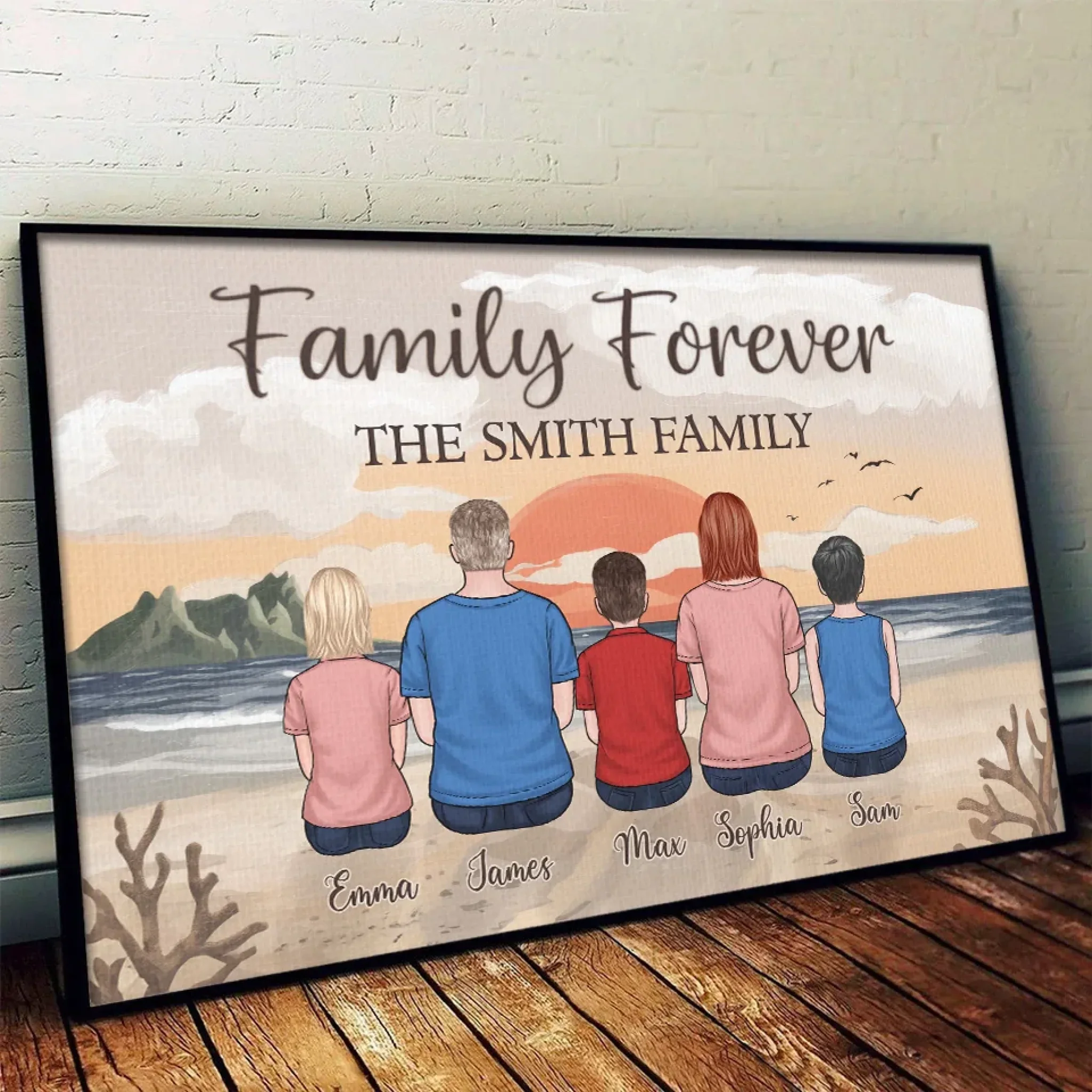 Family Forever, Together in Heart - Family Personalized Custom Horizontal Poster - Gift For Family Members - Image 4