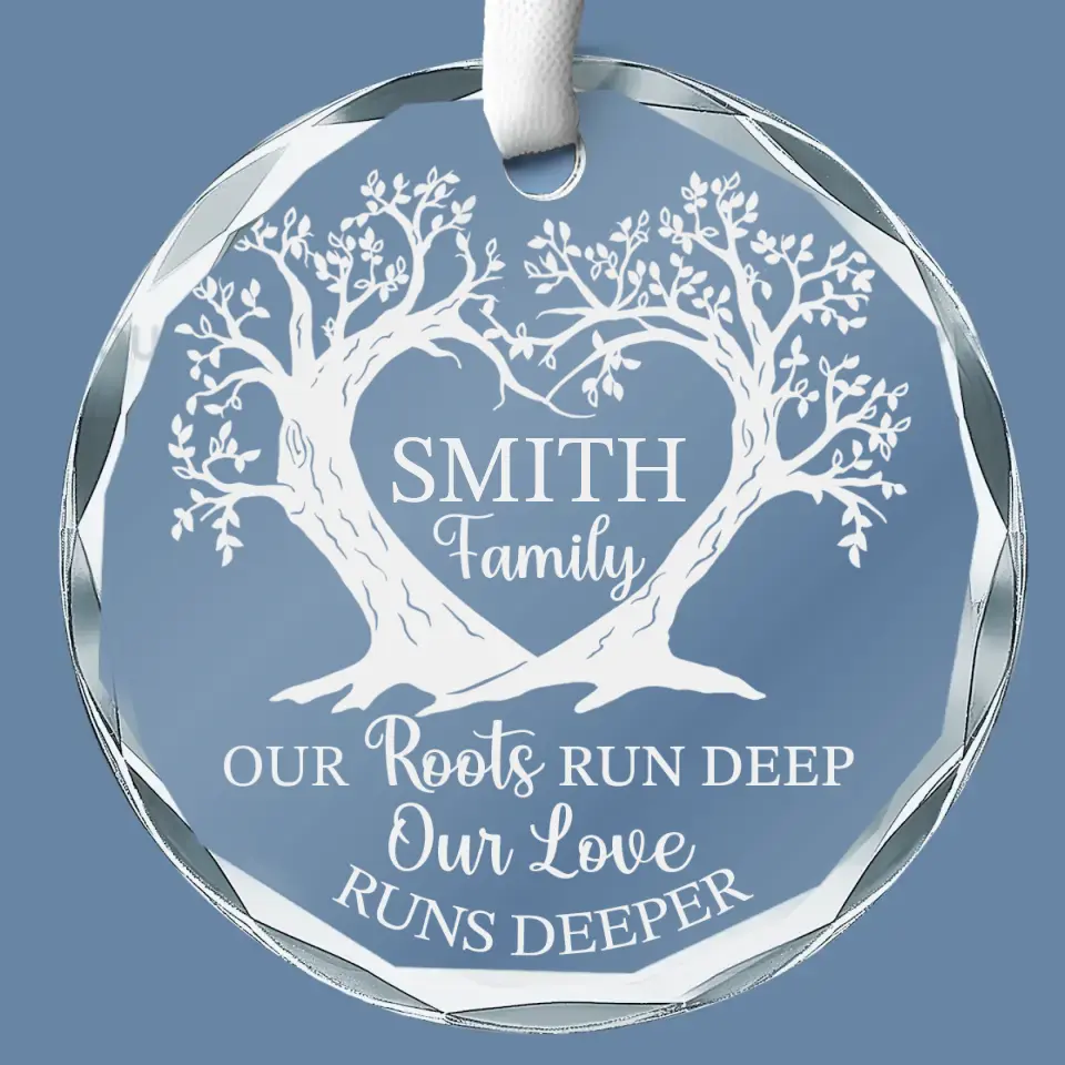 Family Give You The Roots To Stand Tall And Strong - Family Personalized Custom Circle Glass Ornament - Christmas Gift For Family Members - Image 2