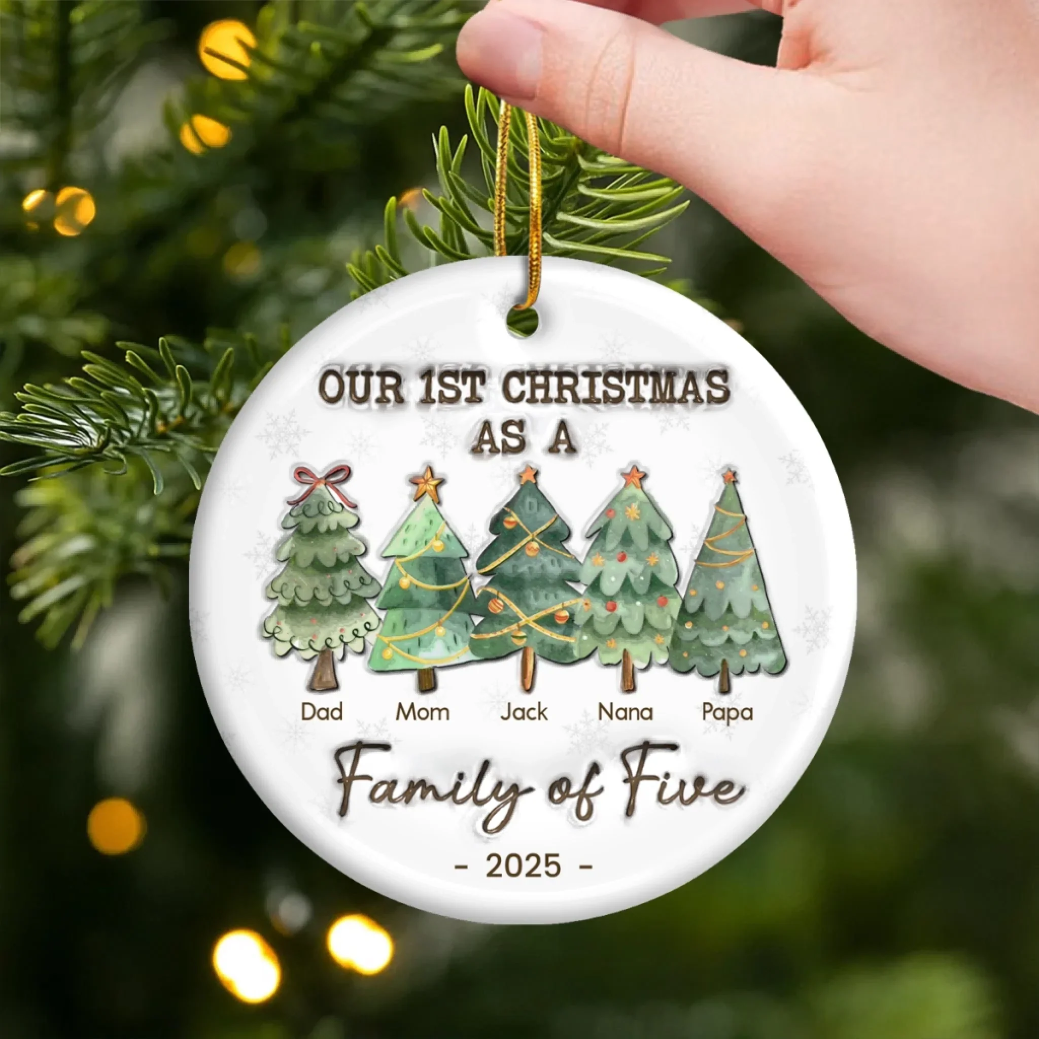 Family Is Like A Christmas Tree, It Needs Love To Shine Bright - Family Personalized Custom 3D Inflated Effect Printed Ornament - Ceramic Round Shaped - Christmas Gift For Family Members, First Christmas - Image 3