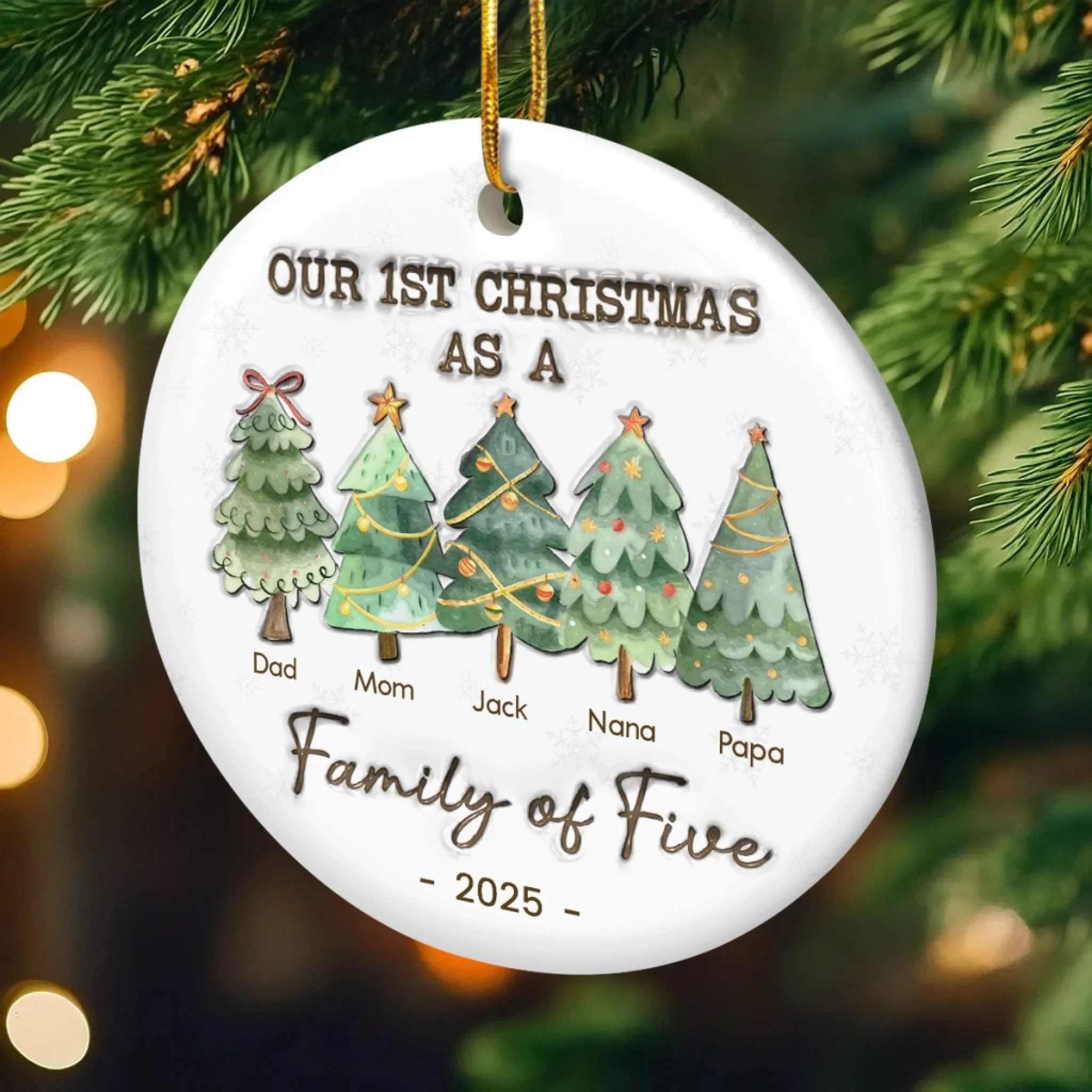 Family Is Like A Christmas Tree, It Needs Love To Shine Bright - Family Personalized Custom 3D Inflated Effect Printed Ornament - Ceramic Round Shaped - Christmas Gift For Family Members, First Christmas - Image 4