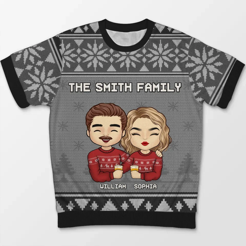 Family Is The Heart Of Christmas - Family Personalized Custom All Over Print Adult Short Sleeve Sweater - Christmas Gift For Family Members - Image 2