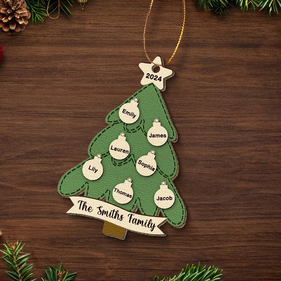 Family Is The Heart Of Christmas - Family Personalized Custom Leather Ornament - Christmas Gift For Family Members - Image 4