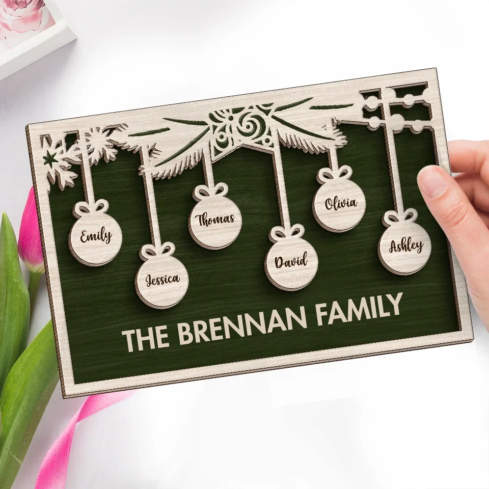 Family Is The Joy Of Christmas - Family Personalized Custom 2-Layered Wooden Plaque With Stand - Christmas Gift For Family Members - Image 3