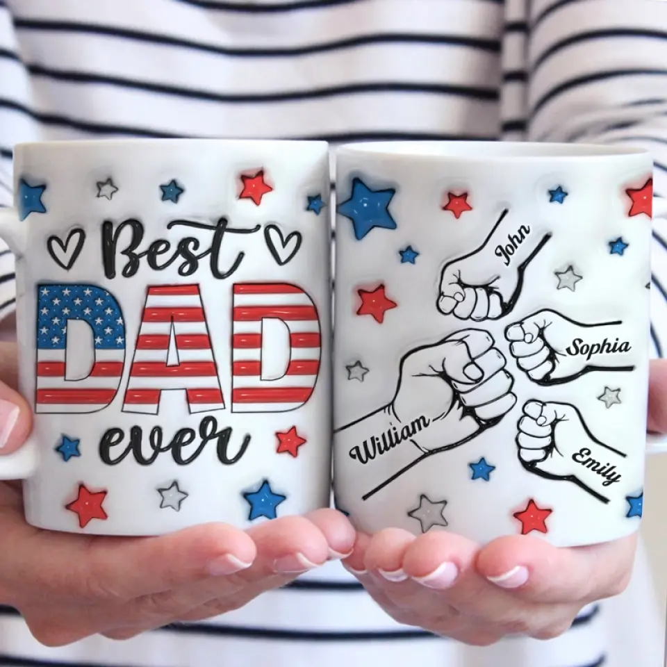 Family Means Nobody Gets Left Behind - Family Personalized Custom 3D Inflated Effect Printed Mug - Father's Day, Gift For Dad - Image 3