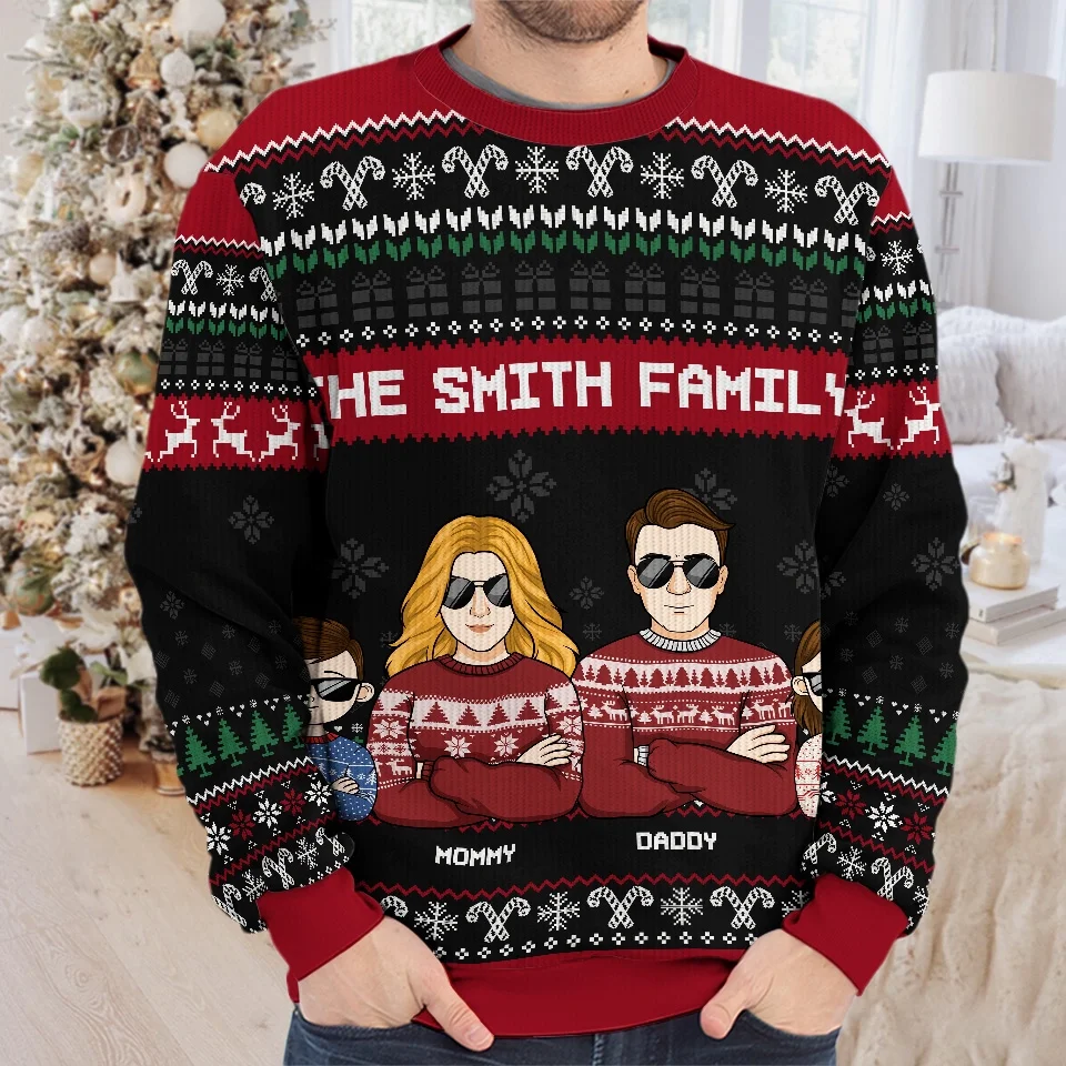 Family Where Life Begins And Love Never Ends - Family Personalized Custom Ugly Sweatshirt - Unisex Wool Jumper - Christmas Gift For Family Members - Image 3