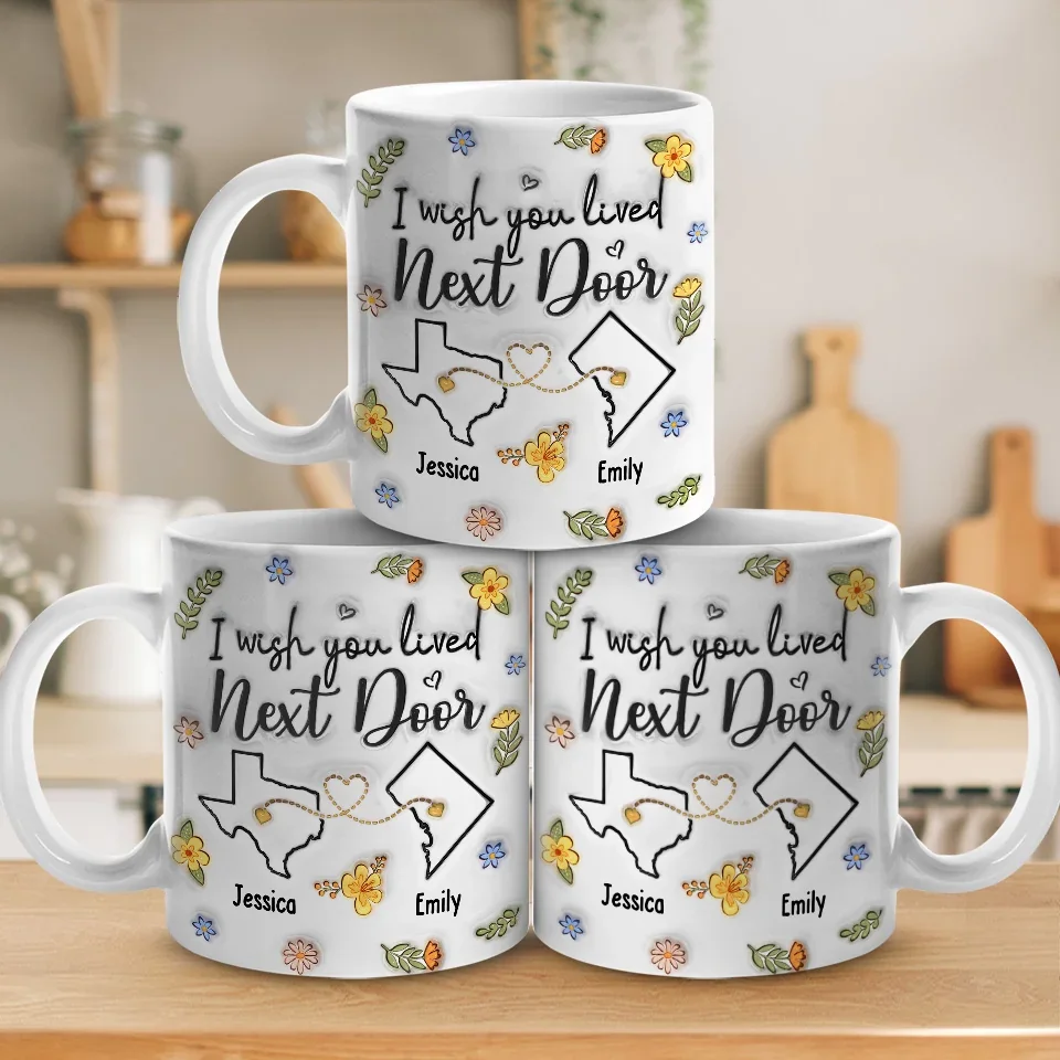 Long Distance Far Away, But Never Too Far To Care - Bestie Personalized Custom 3D Inflated Effect Printed Mug - Gift For Best Friends, BFF, Sisters - Image 4