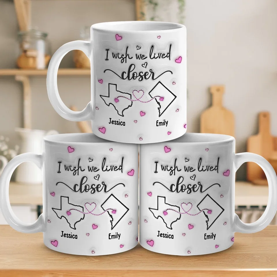 Far But Never Forgotten - Bestie Personalized Custom 3D Inflated Effect Printed Mug - Gift For Best Friends, BFF, Sisters - Image 4