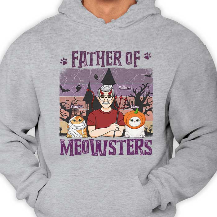 Father Of Meowsters - Personalized Unisex T-Shirt, Hoodie, Sweatshirt - Gift For Pet Lovers, Halloween Gift - Image 2