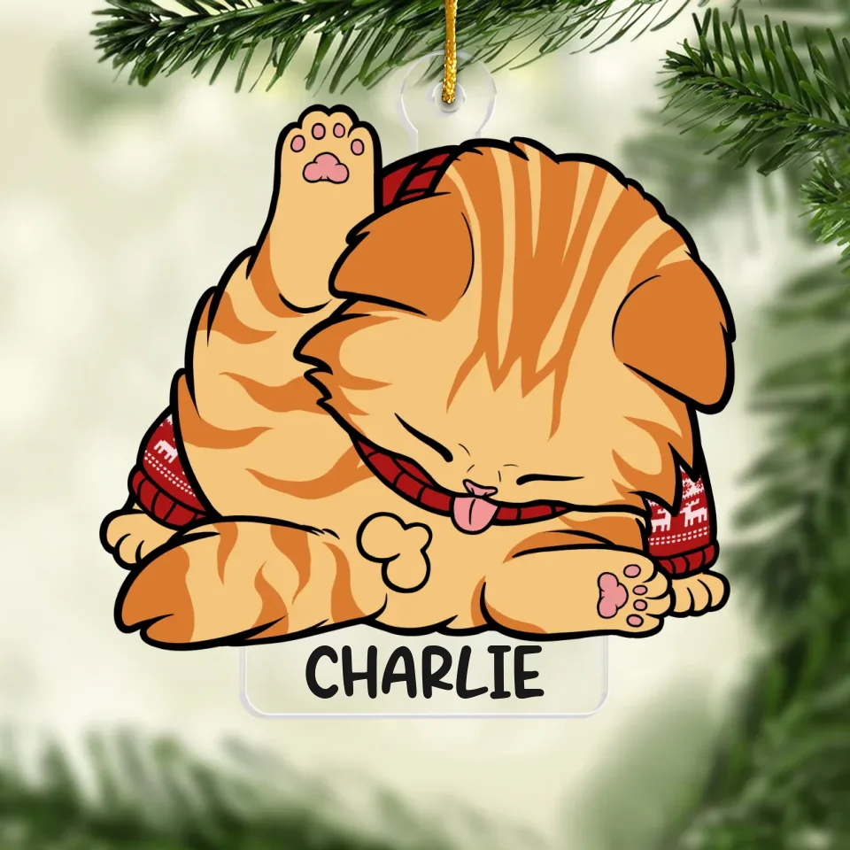 Feline Like It's Christmas Time - Cat Personalized Custom Ornament - Acrylic Custom Shaped - Christmas Gift For Pet Owners, Pet Lovers - Image 2