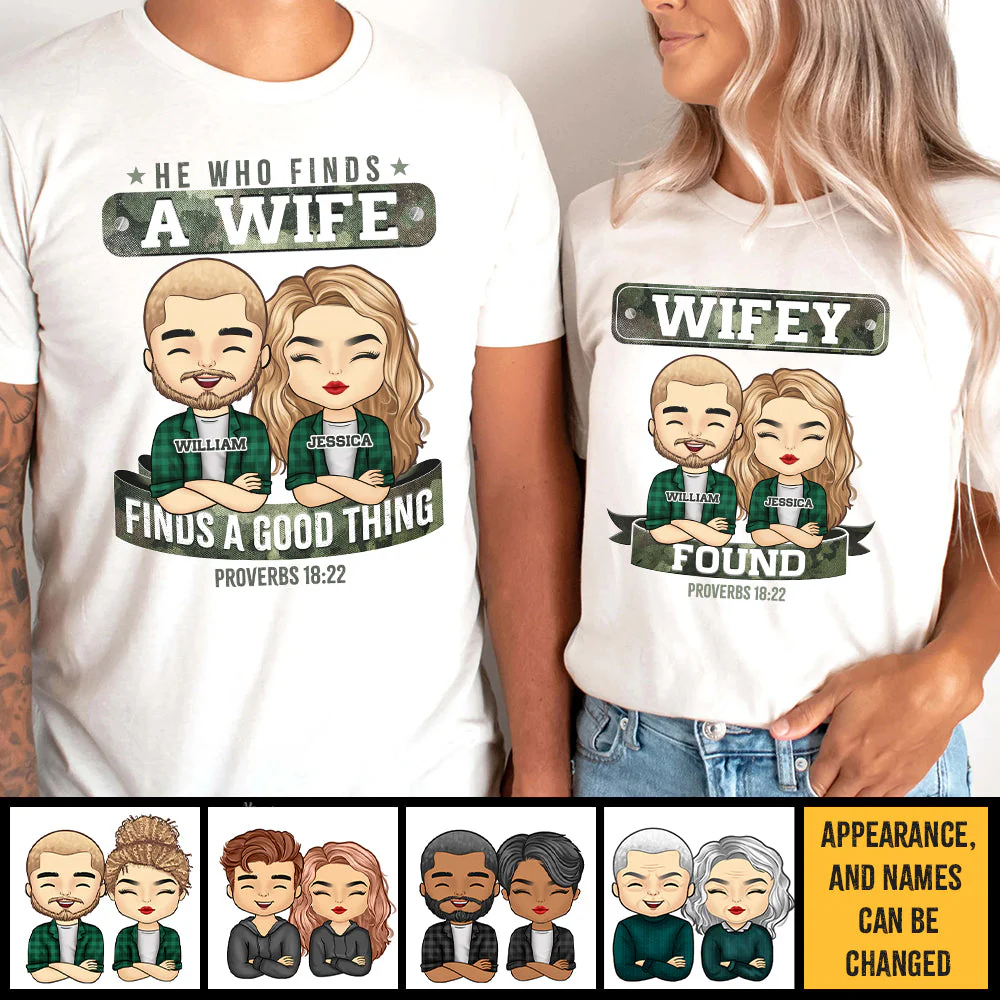 Find A Wife, Find A Good Thing - Personalized Matching Couple T-Shirt - Gift For Couple, Husband Wife, Anniversary, Engagement, Wedding, Marriage Gift - Image 6