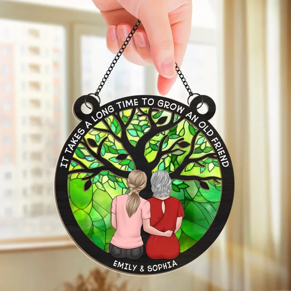 Finding An Old Friend Is Like Finding A Lost Treasure - Bestie Personalized Window Hanging Suncatcher Ornament - Gift For Best Friends, BFF, Sisters - Image 3