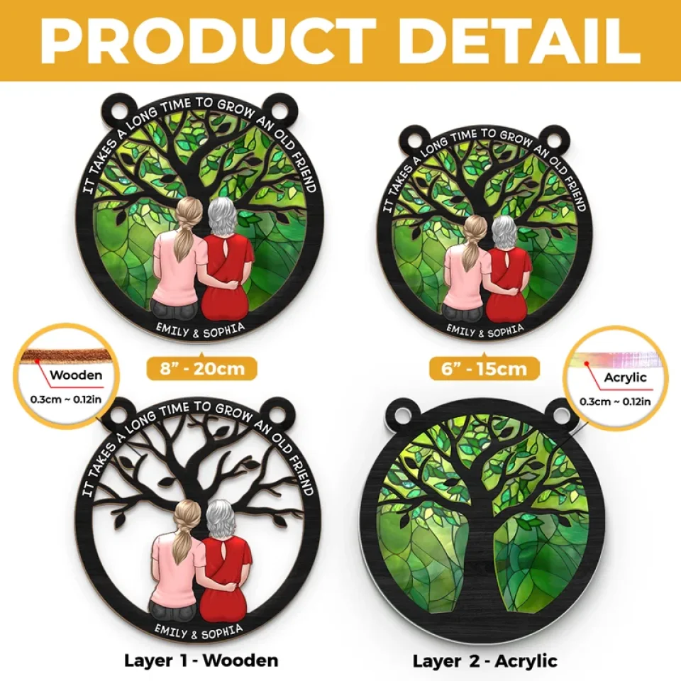 Finding An Old Friend Is Like Finding A Lost Treasure - Bestie Personalized Window Hanging Suncatcher Ornament - Gift For Best Friends, BFF, Sisters - Image 5
