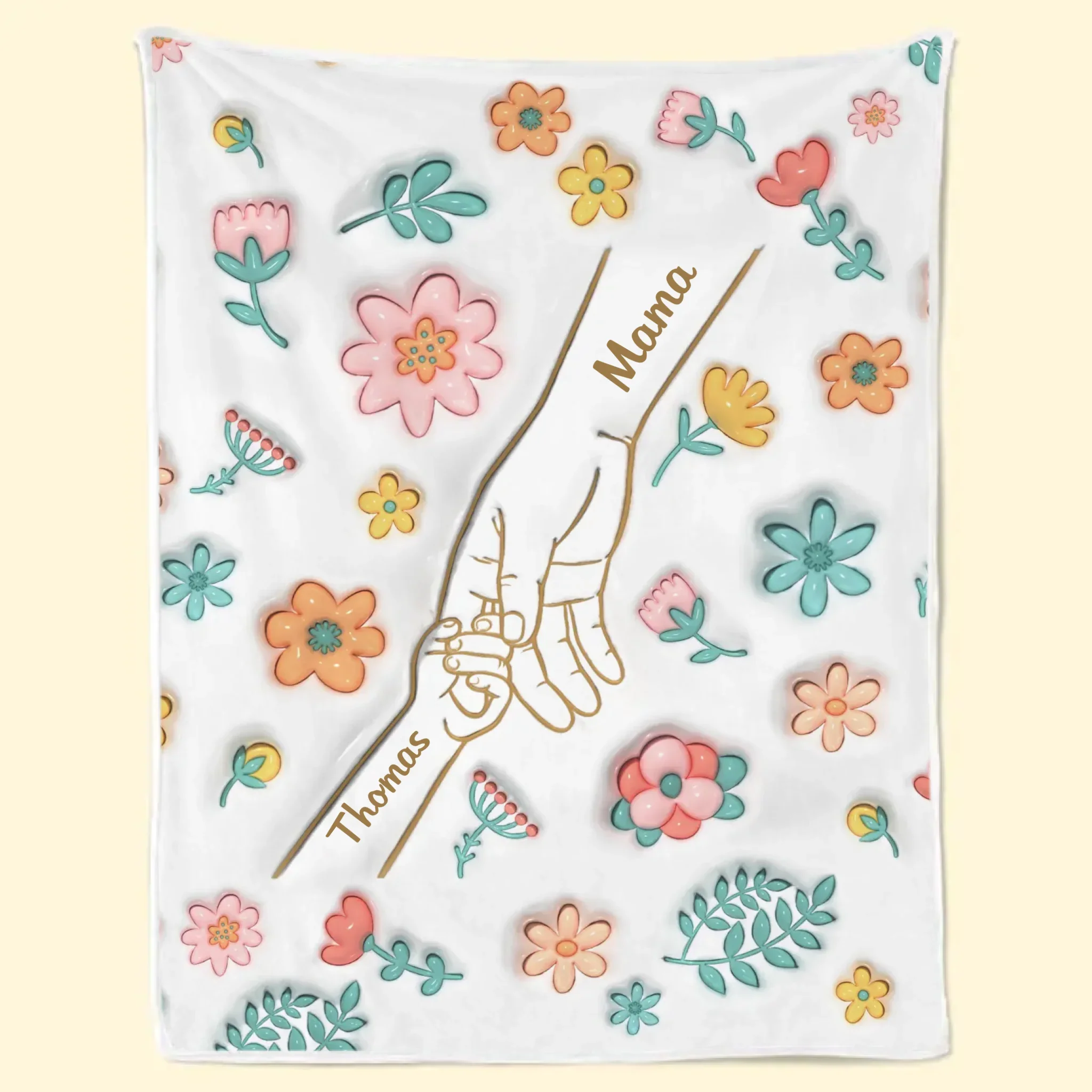 Fingers Tied With Love - Family Personalized Custom 3D Inflated Effect Printed Blanket - Mother's Day, Gift For Mom, Grandma - Image 6