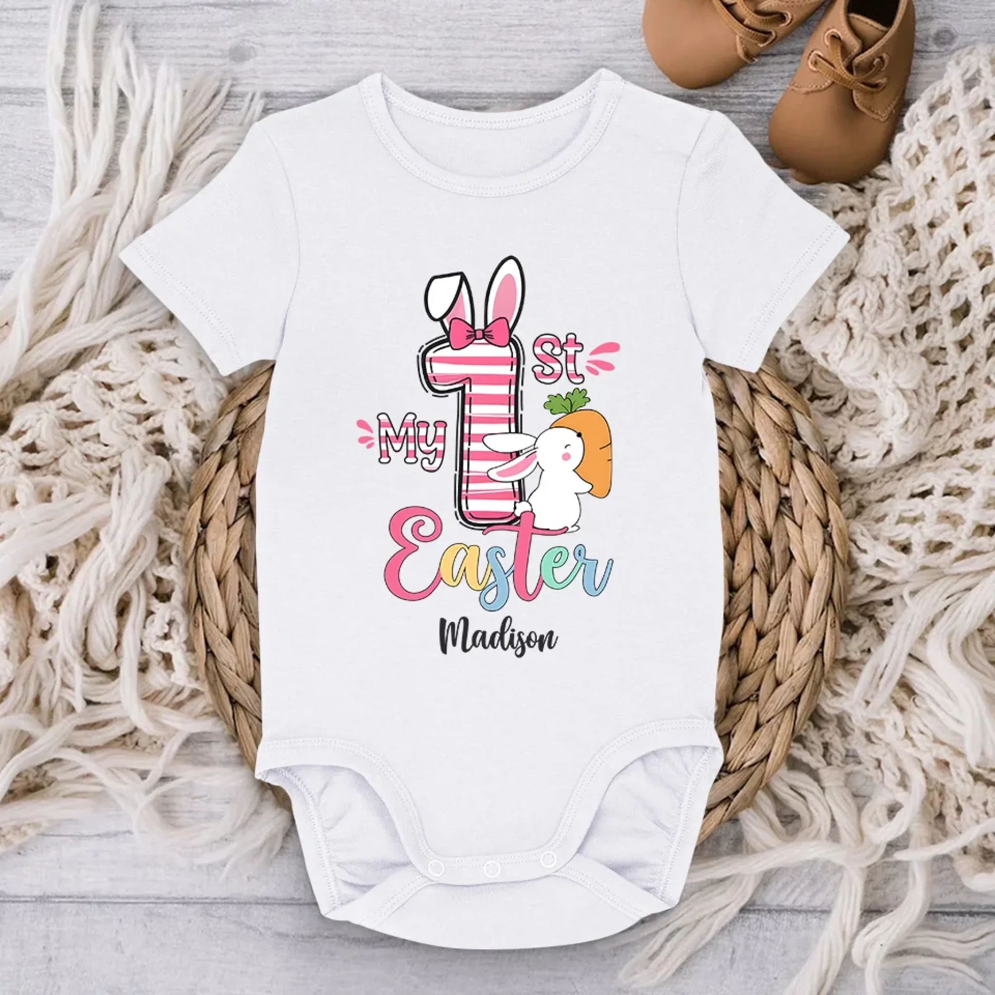 First Easter, Bunny Approved - Family Personalized Custom Baby Onesie - Easter Gift For Baby Kids, Newborn Baby - Image 3