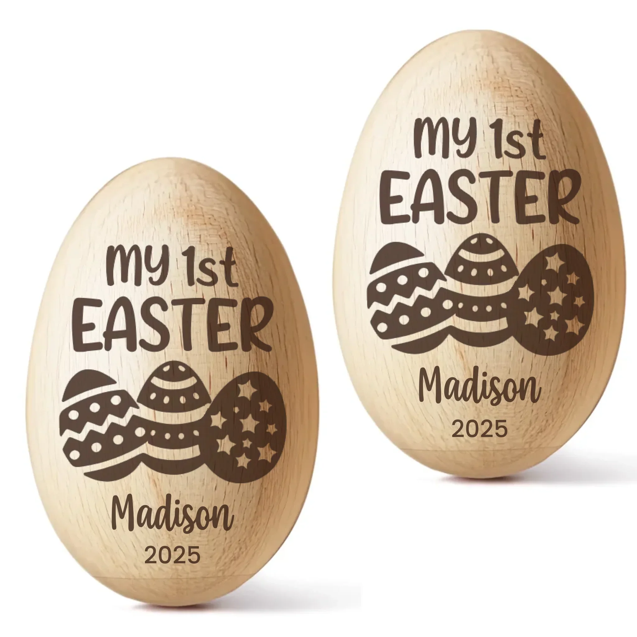 First Easter, Forever Treasured - Family Personalized Custom Wooden Egg Shaker - Easter Gift For Baby Kids, Newborn Baby - Image 2