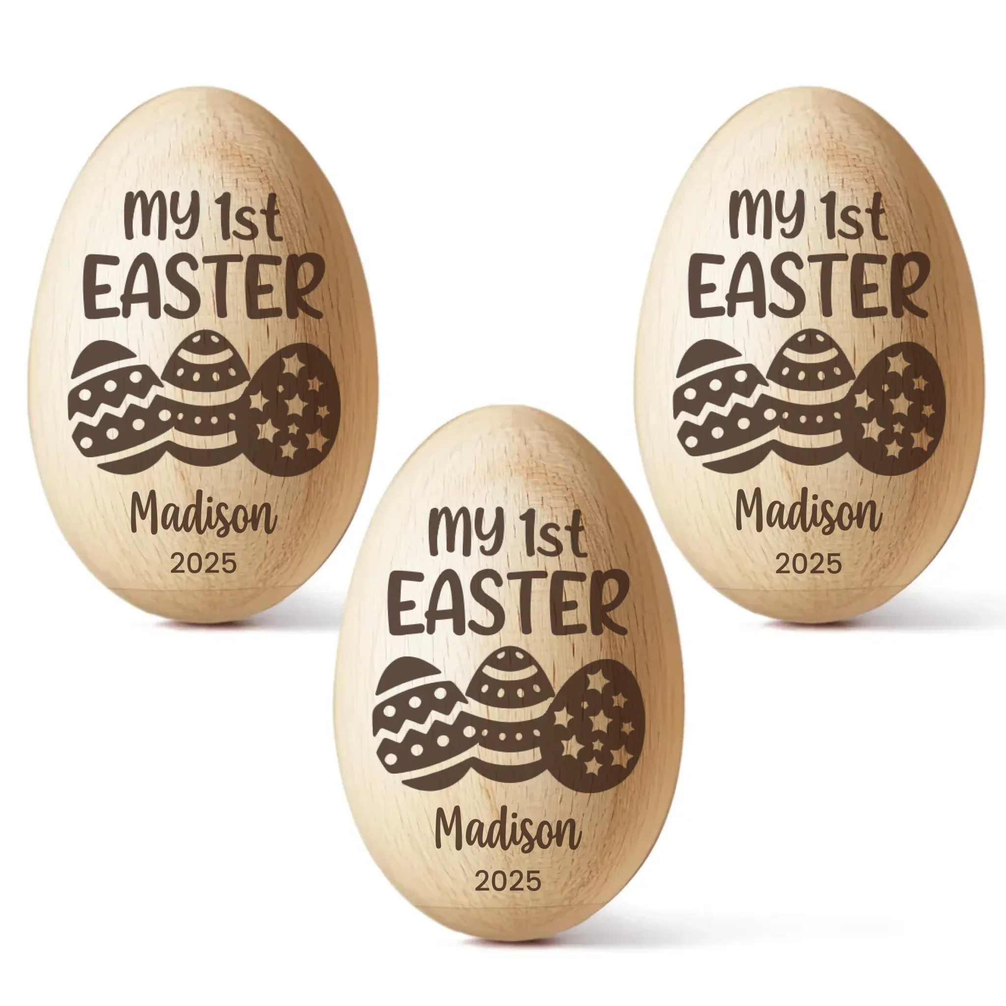 First Easter, Forever Treasured - Family Personalized Custom Wooden Egg Shaker - Easter Gift For Baby Kids, Newborn Baby - Image 3