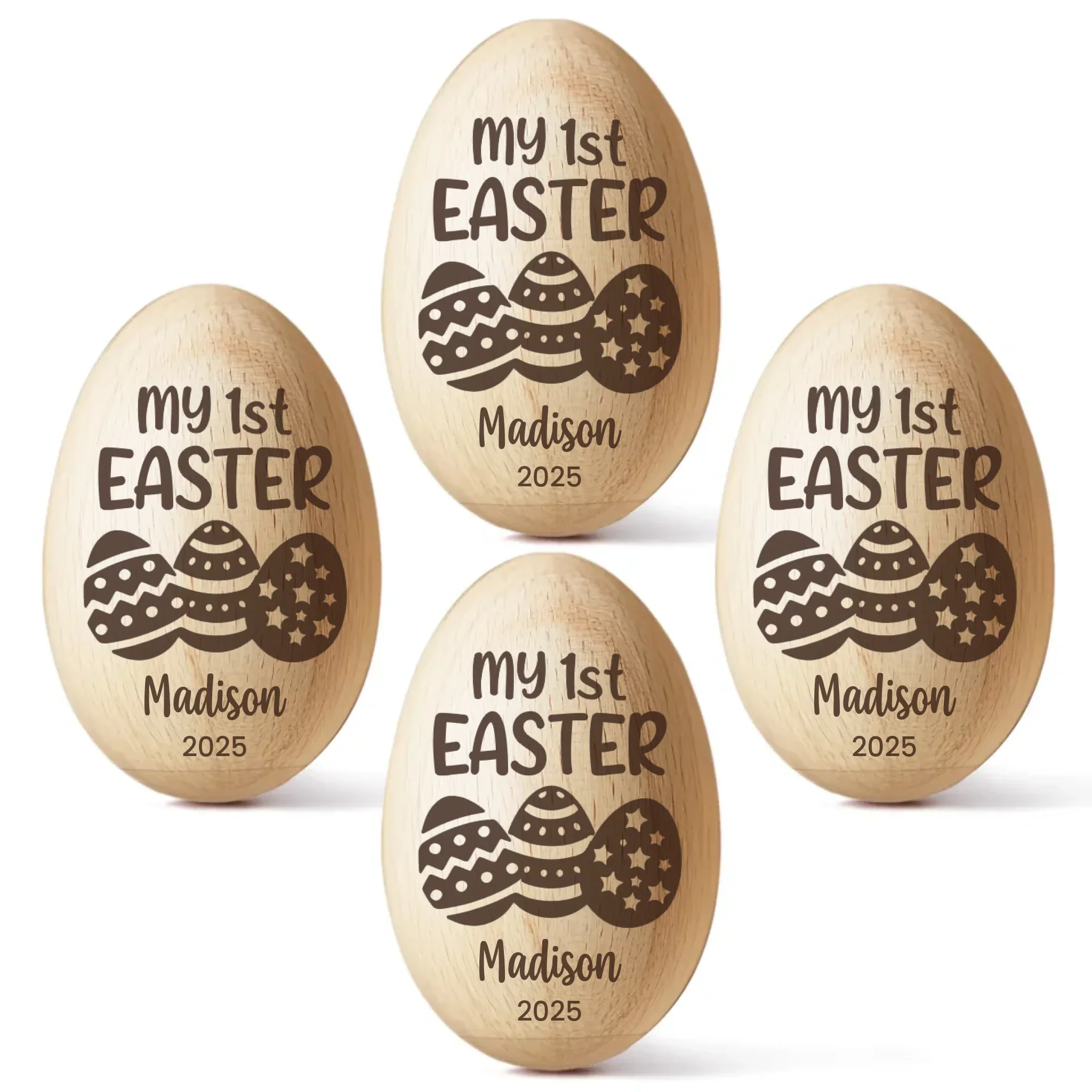 First Easter, Forever Treasured - Family Personalized Custom Wooden Egg Shaker - Easter Gift For Baby Kids, Newborn Baby - Image 4