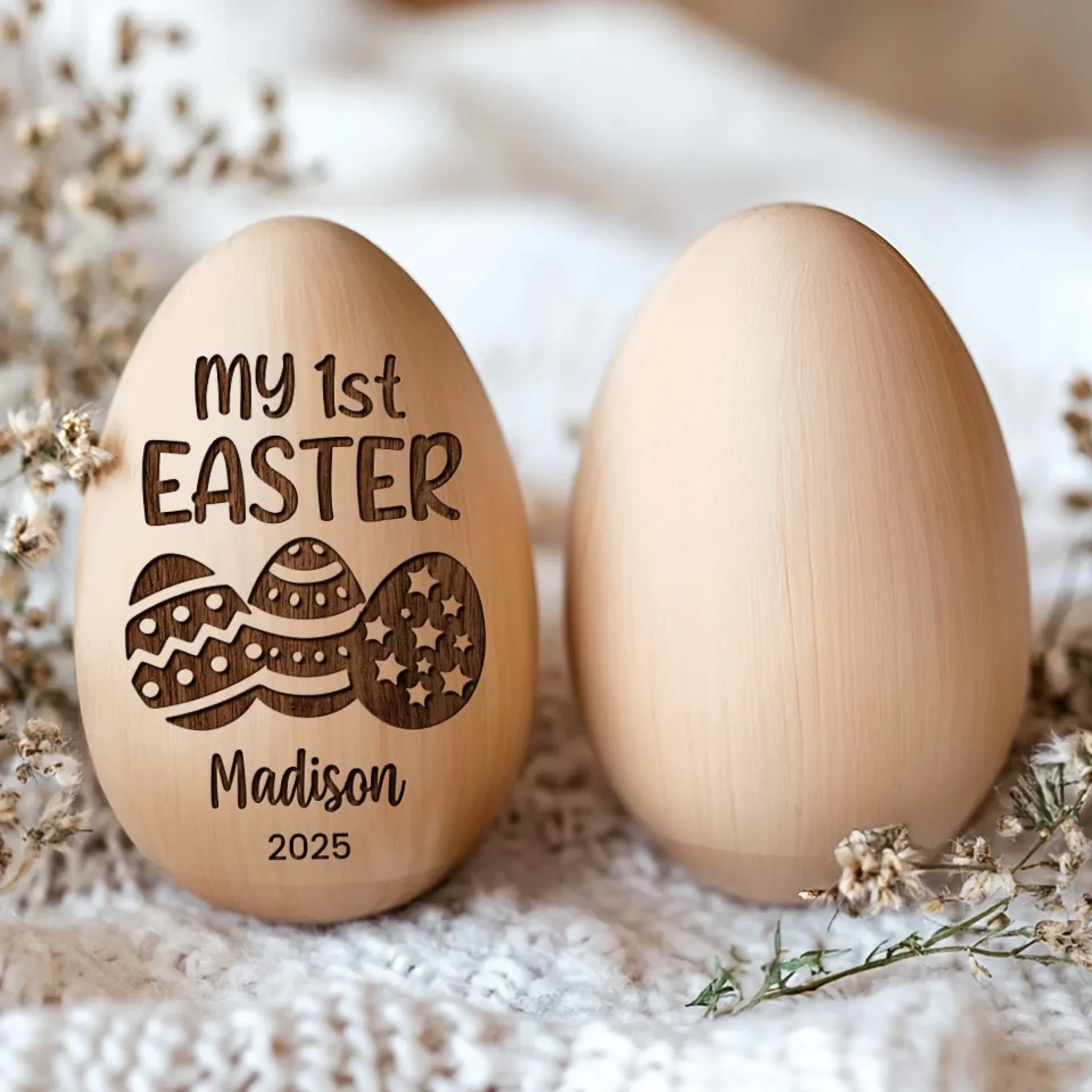 First Easter, Forever Treasured - Family Personalized Custom Wooden Egg Shaker - Easter Gift For Baby Kids, Newborn Baby - Image 6