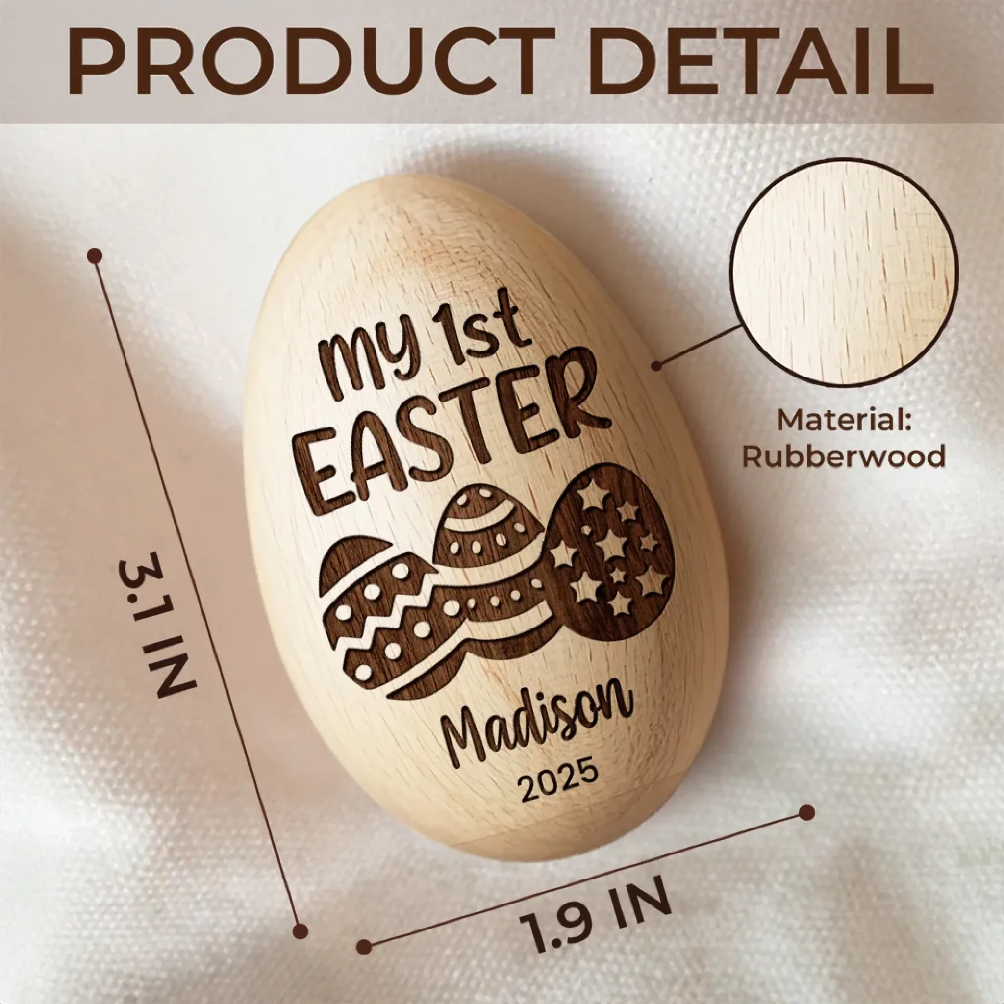 First Easter, Forever Treasured - Family Personalized Custom Wooden Egg Shaker - Easter Gift For Baby Kids, Newborn Baby - Image 8